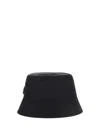Prada Nylon Bucket Hat Stitched Brim In Black