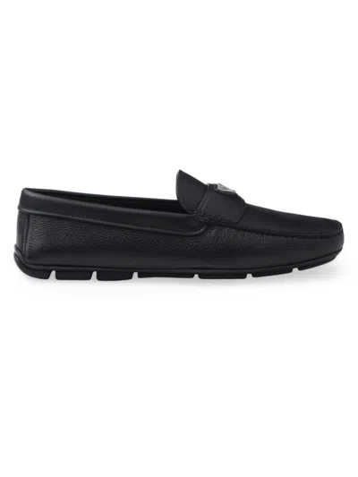 Prada Logo Lettering Driving Loafers In Black