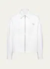 Prada Jeansjacke Mit Emailliertem Triangel-detail In White