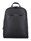 Prada Leather Nylon Backpack Adjustable Straps Top Handle In Black
