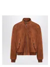 Prada Men's Camel-coloured Suede Bomber Jacket | Size 48 | Upw524ooo158g