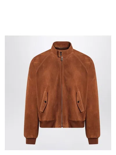 PRADA MEN'S CAMEL-COLOURED SUEDE BOMBER JACKET | SIZE 48 | UPW524OOO158G