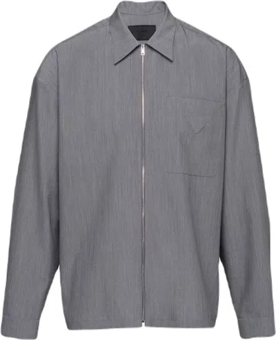 Prada Men's Camicia Mohair Seta Light Shirt In Grigio