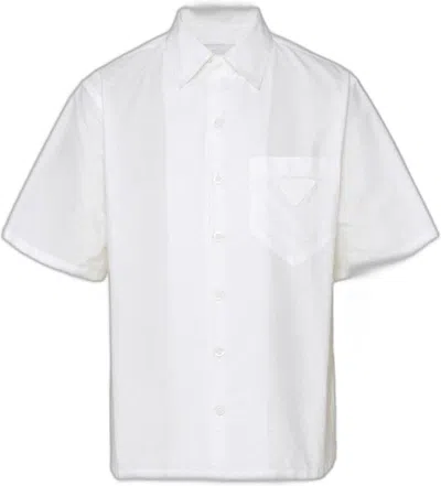 Prada Men's Tonal Jacquard Sport Shirt In Bianco