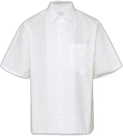 Prada Classic Short Sleeve Cotton Shirt For Men In White