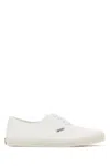 Prada Drill Fabric Low Top Lace Up Sneakers In White