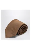 Prada Men's Caramel Coloured Silk Tie With Logo | Size R150 | Ucr77ooo1qik Color F0t5c
