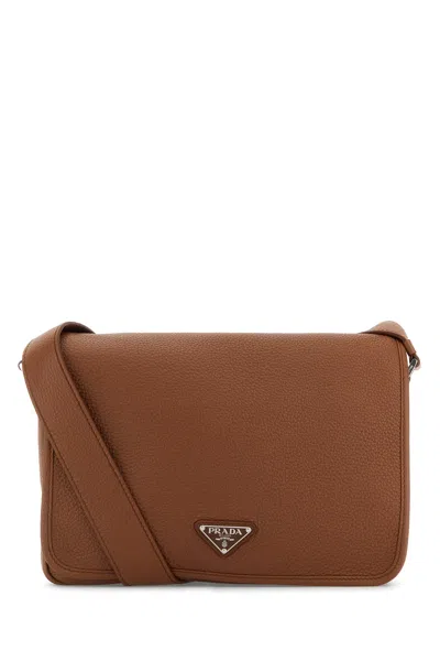 Prada Men Caramel Leather Crossbody Bag