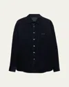 Prada Men's Cashmere And Cotton Corduroy Snap-front Overshirt In Blue