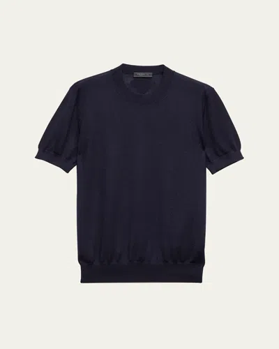 Prada Men's Cashmere And Silk Knit Short-sleeve Sweater