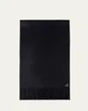 Prada Logo-plaque Fringed Cashmere Scarf In F0002 Nero