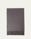 Prada Mens Grey Logo-plaque Fringed-trim Silk And Cashmere-blend Scarf In F0k44 Marmo