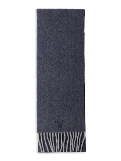 Prada Men's Cashmere And Wool Scarf In Blue