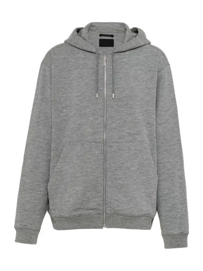 Prada Men's Cashmere Blend Cardigan Hoodie In Grey