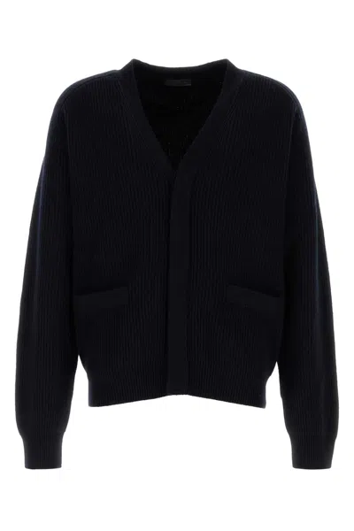 Prada Men's Cashmere Cardigan In Blue
