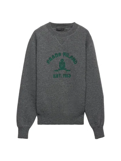 Prada Men's Cashmere Crewneck Sweater In Pattern