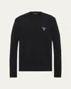 Prada Men's Cashmere Logo Crewneck Sweater In Black