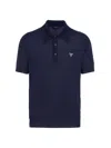 Prada Men's Cashmere Polo Shirt In Blue