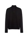 Prada Men's Cashmere Polo Sweater In Black