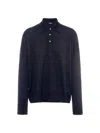 Prada Men's Cashmere Polo Sweater In Blue