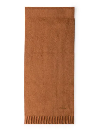 Prada Men's Cashmere Scarf In Brown