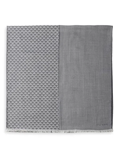 Prada Men's Cashmere, Wool And Silk Scarf In Blue