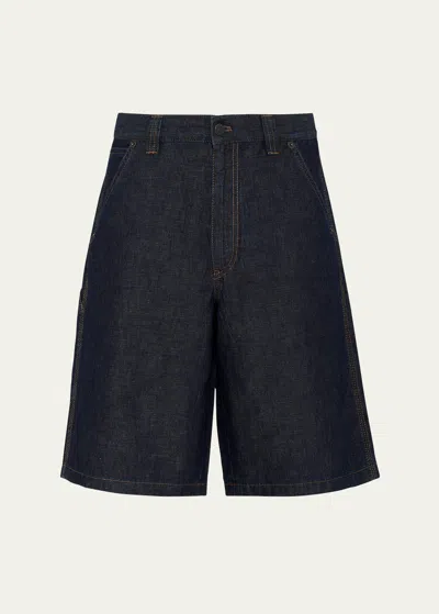 Prada Chambray Bermudas In Blue