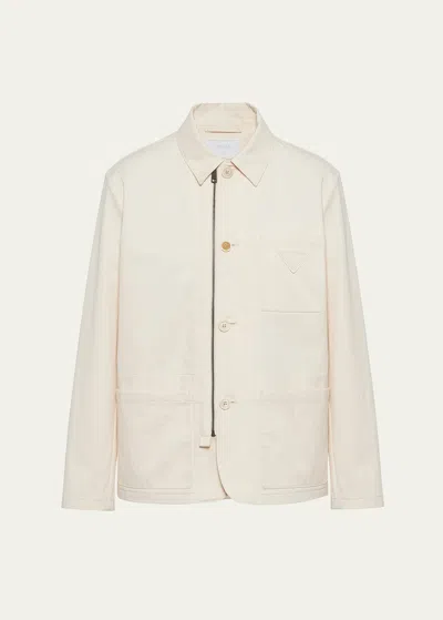 Prada Cotton Blouson Jacket In Naturale