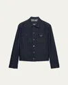 Prada Chevron Denim Blouson Jacket In Bleu