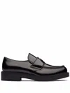 Prada Triangle Logo Brushed Leather Loafers