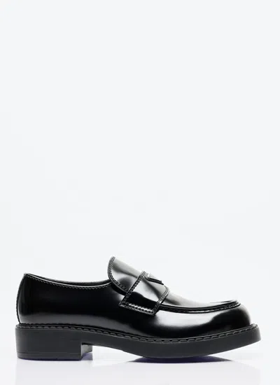 Prada Men Chocolate Loafers In Black