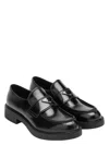 Prada Chocolate Moccasin In Black Patent Leather Men In Black