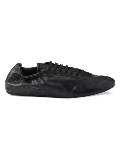 Prada Black Leather Collapse Sneakers