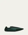 Prada Men's Collapse Nylon And Suede Low-top Sneakers In Green Fir