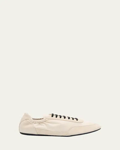 PRADA MEN'S COLLAPSE NYLON AND SUEDE LOW-TOP SNEAKERS