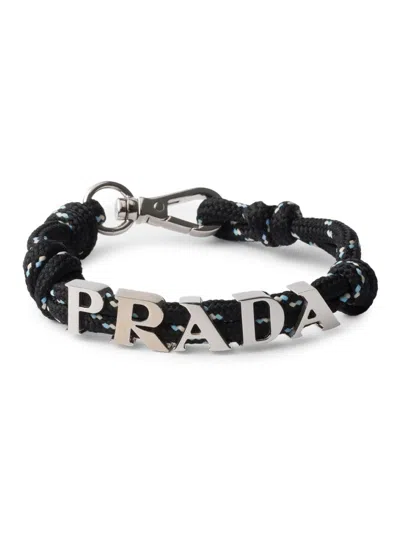 Prada Men's Cord Bracelet In Black