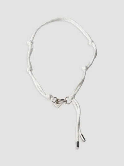 Prada Men's Cord Necklace In Silver