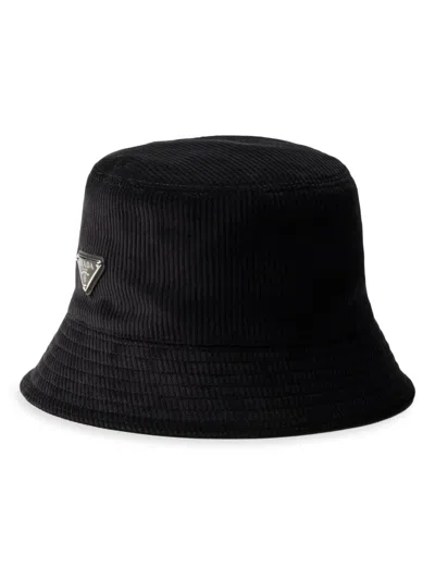 Prada Men's Corduroy Bucket Hat In Black