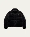 Prada Mens Black Funnel-neck Corduroy-texture Cotton Jacket In Nero
