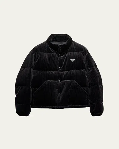 PRADA MEN'S CORDUROY PUFFER JACKET