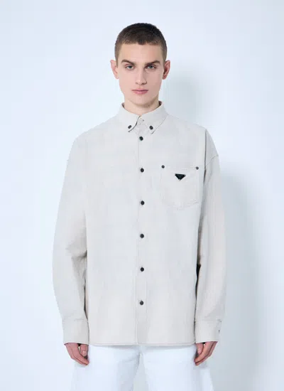 Prada Men Cotton-and-linen-blend Shirt In Cream