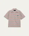 Prada Embroidered Chest Pocket Cotton Blend Shirt In Multi