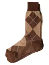 Prada Argyle Cotton Ankle Socks In Brown