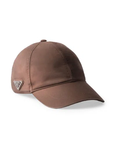 Prada Men's Cotton Baseball Cap In Brown