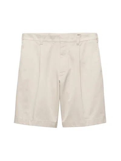 Prada Men's Cotton Bermuda Shorts In Neutral