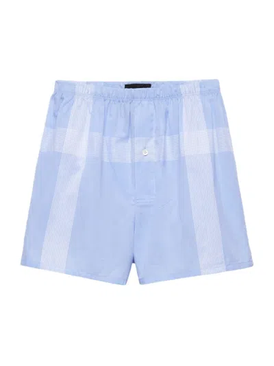 Prada Men's Cotton Boxer Shorts In Blue