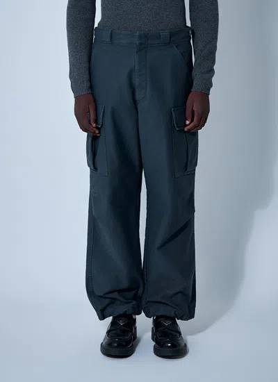 Prada Men Cotton Cargo Pants In Blue