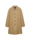 Prada Button Triangle Logo Cotton Coat In Brown