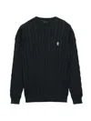 Prada Cotton Sweater Cable Knit Ribbed Cuffs Hem In Black