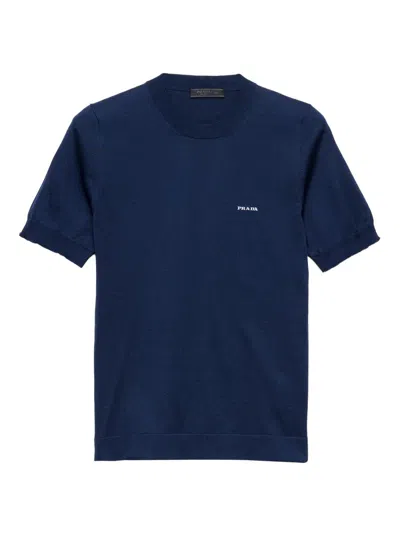 Prada Men's Cotton Crewneck Sweater In Green